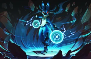 Pokemon Lucario With Aura Spheres Wallpaper