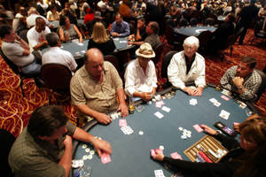 Poker Table With Croupier Wallpaper