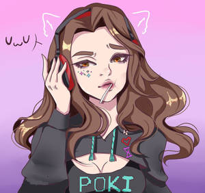 Pokimane Cartoon Art Wallpaper