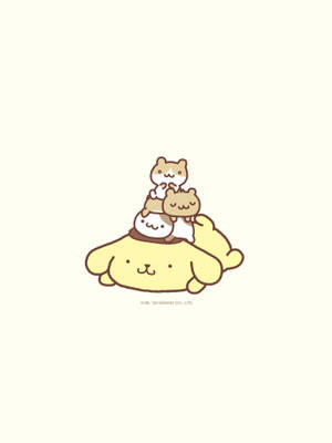 Pompompurin And Little Kitty Minimal Hd Wallpaper