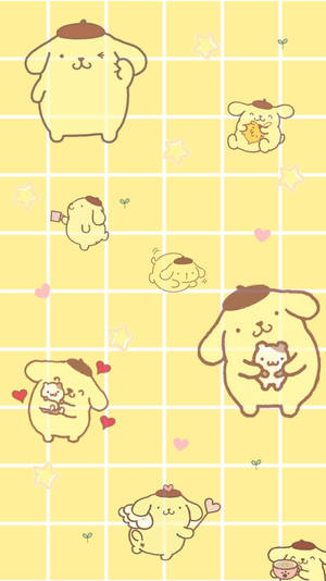 Pompompurin Cute Icon Checkered Portrait Wallpaper