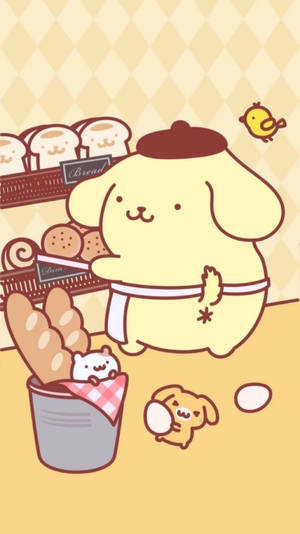 Pompompurin White Apron Wallpaper