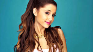 Pop Superstar Ariana Grande Shows Off Her Signature Pink Lips. Wallpaper