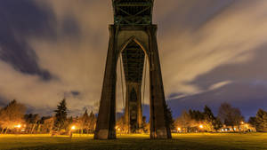 Portland Night Underneath Bridge Wallpaper