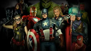 Powerful Assembly Of Marvel Superheroes Wallpaper