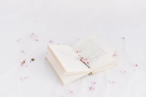 Preppy Aesthetic Book Flowers Wallpaper