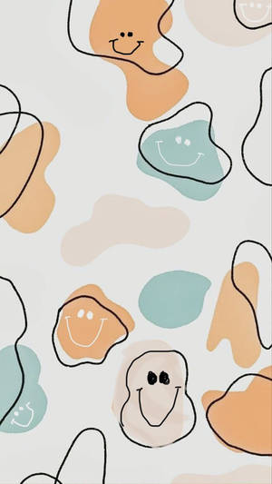 Preppy Smiley Face Organic Pattern Wallpaper