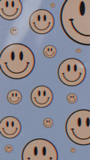 Preppy Smiley Face Retro Pattern Wallpaper