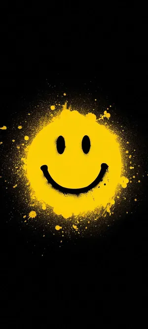 Preppy Smiley Face Yellow Splatter Wallpaper