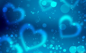 Pretty Blue Luminous Hearts Wallpaper