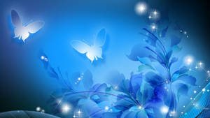 Pretty Blue Sparkly Butterflies Wallpaper