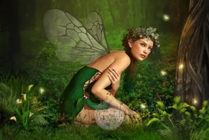Pretty Desktop Green Fairy Wallpaper