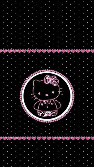 Pretty Dotted Black Hello Kitty Wallpaper