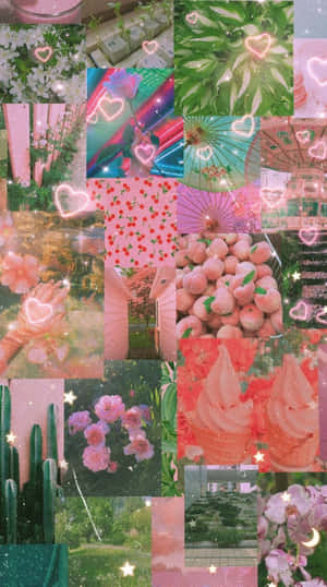 Pretty In Pink And Green Wallpaper