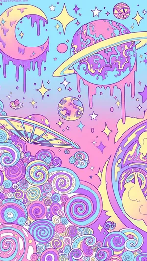 Pretty Purple Heavenly Bodies Oozing Liquid Wallpaper