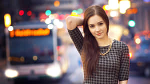 Pretty Teen Girl In Checkered Wallpaper