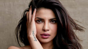 Priyanka Chopra Black Ink Hand Tattoo Wallpaper