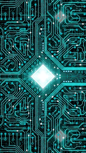 Processor Chip Teal Glow Wallpaper