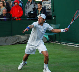 Professional Tennis Player Jurgen Melzer In Action Wallpaper