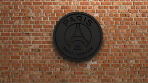 Psg Crest On Brick Wallpaper