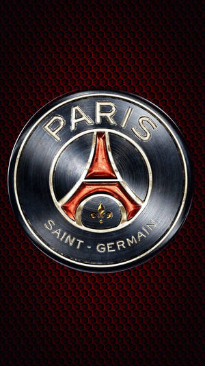 Psg Logo Metal In Red Wallpaper