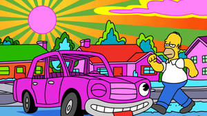 Psychedelic Cartoon Homer Simpson Wallpaper