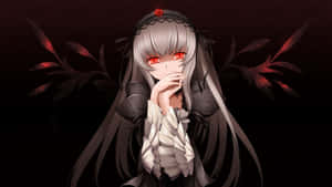 Psycho Anime Girl With An Inquisitive Look. Wallpaper