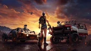 Pubg Hd Players In Vehicles At Sunset Wallpaper