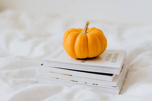 Pumpkin Aesthetic Book Desktop Wallpaper