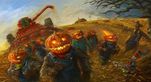 Pumpkins On Run: The Scariest Time Of The Year Wallpaper