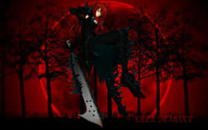 Punk-goth Girl In Red And Black Anime Style Wallpaper