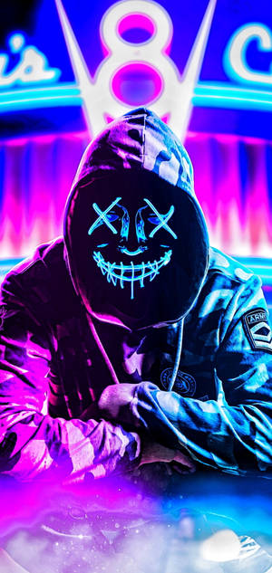 Purge Mask Blue Pink Wallpaper