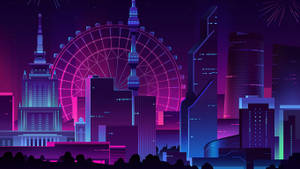 Purple Aesthetic City Background Art Wallpaper