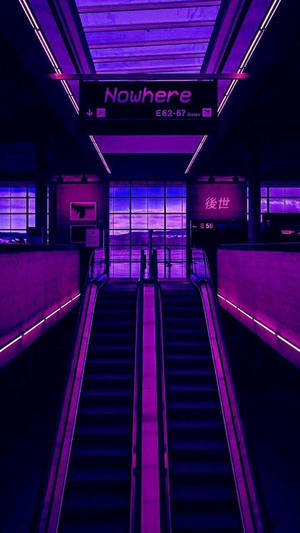 Purple Aesthetic Phone Airport Escalator Wallpaper