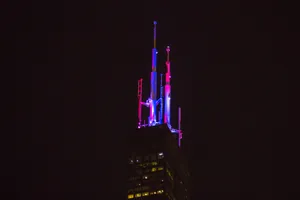 Purple And Blue Neon-lighted Willis Tower Wallpaper