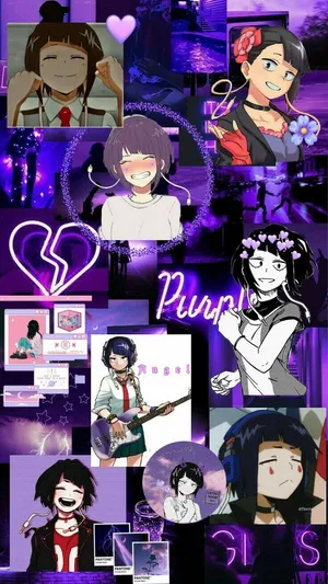 Purple Anime Collage Wallpaper