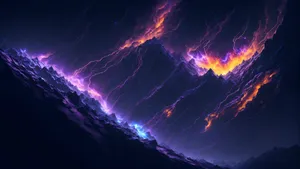 Purple Electric Mountain Artwork Wallpaper