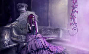 Purple Gothic Girl Umbrella Wallpaper