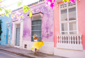 Purple House In Colombia Wallpaper