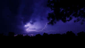 Purple Lightning With Dark Clouds Wallpaper