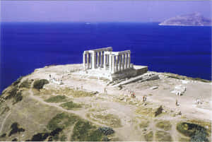 Purple Sea At Temple Of Poseidon Wallpaper