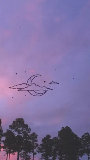 Purple Sky Minimalist Art Aesthetic Tablet Wallpaper