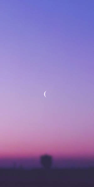 Purple Sky With Crescent Moon Wallpaper