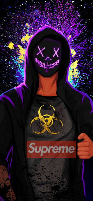 Purple Supreme Masked Man With Hoodie Wallpaper