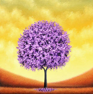 Purple Tree Painting Wallpaper