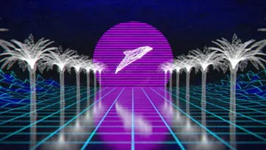 Purple Whale Vaporwave Desktop Wallpaper