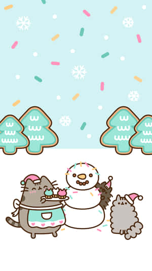 Pusheen Christmas Wallpaper Wallpaper