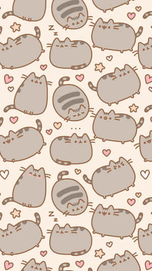 Pusheen Kawaii With Various Expressions Wallpaper