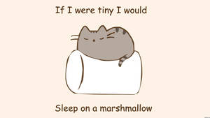 Pusheen Sleeping On Marshmallow Wallpaper