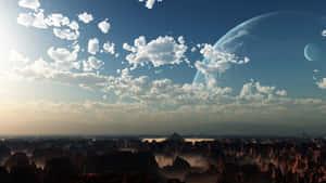 Pyramid Of The Moon Cloudy Sky Wallpaper